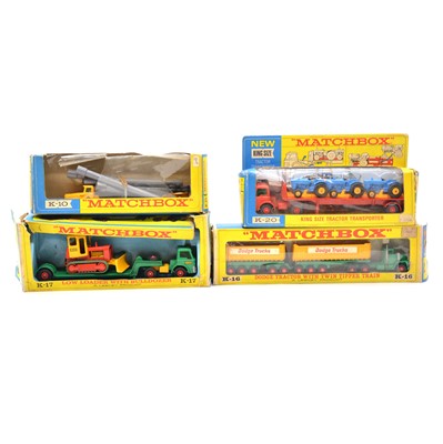 Lot 151 - Matchbox Kingsize models, four including K-20 tractor transporter etc