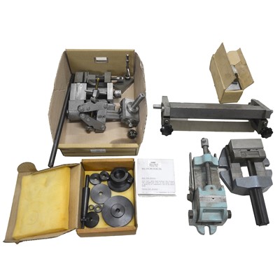 Lot 193 - Myford MA71 machine vice, other machine vices and other tools