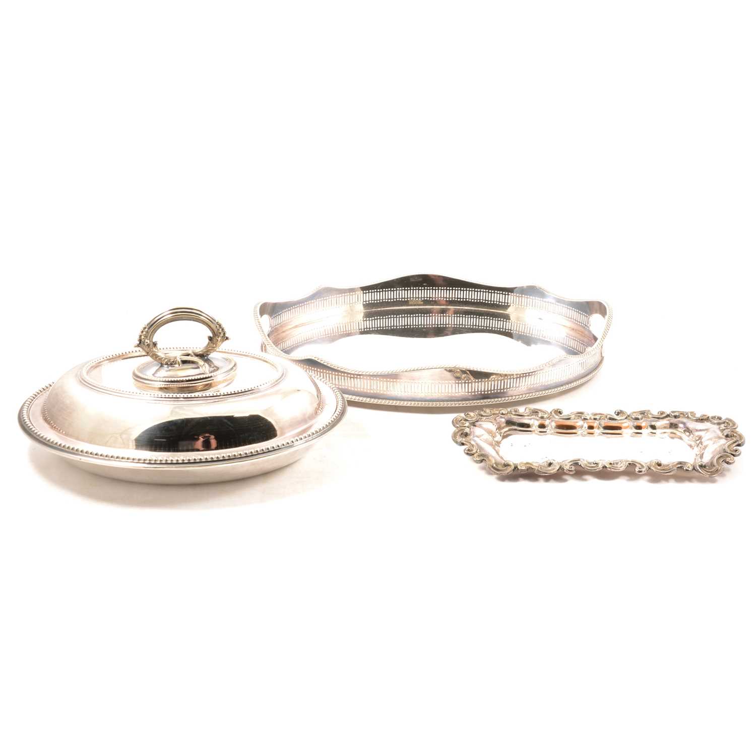 Lot 159 Three silver plated trays, etc.,