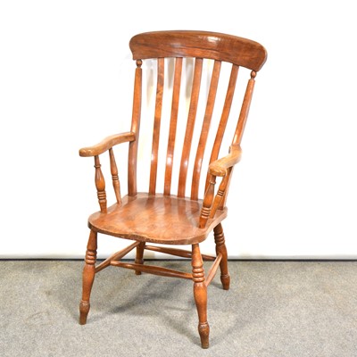 Lot 458 - Beech and elm farmhouse elbow chair