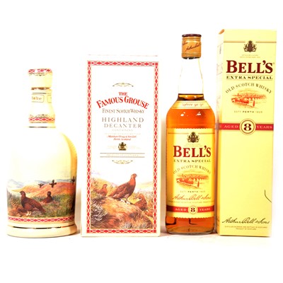 Lot 121 - Famous Grouse, Highland Decanter, blended Scotch whisky, and a bottle of Bell's