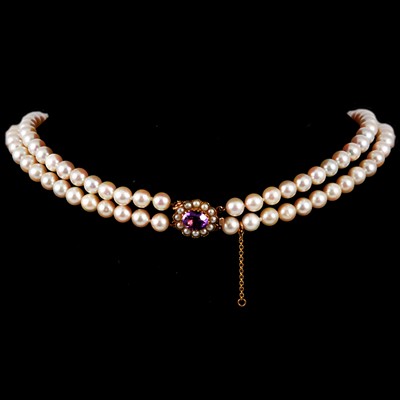 Lot 297 - Ciro - a two row cultured pearl necklace.