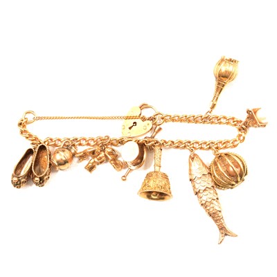 Lot 259 - A charm bracelet and charms.