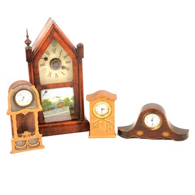 Lot 170 - American shelf clock, and three other small mantel clocks.