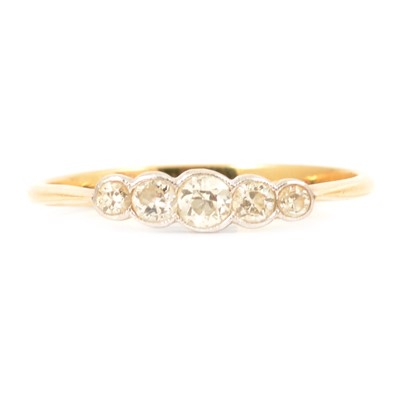 Lot 98 - A diamond five stone ring.