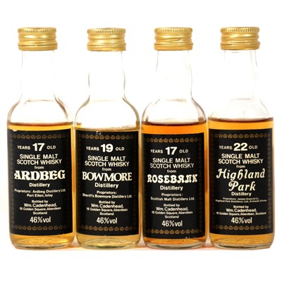 Lot 78 - Four 1980s Cadenhead miniatures - single Island and Lowland malts