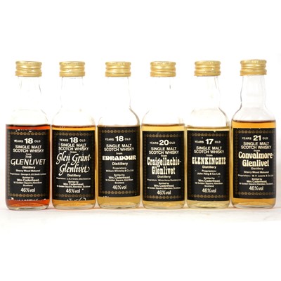 Lot 98 - Six 1980's Cadenhead miniature whiskies - single Speyside malts