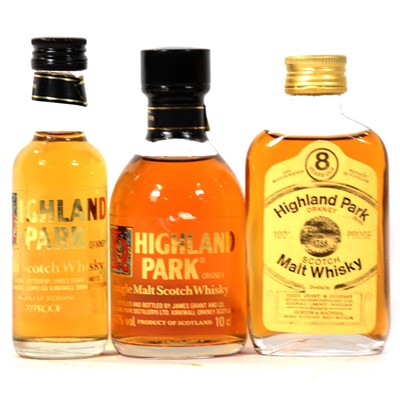 Lot 87 - Highland Park, three single Island malt whisky miniatures