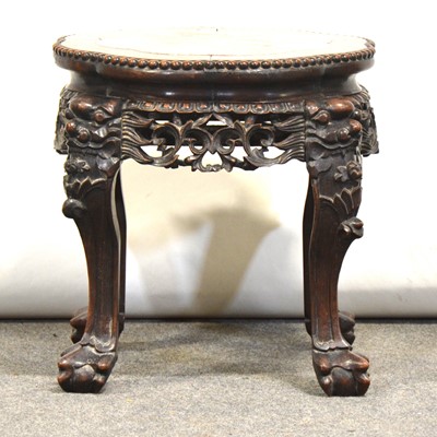 Lot 525 - Chinese carved hardwood stand