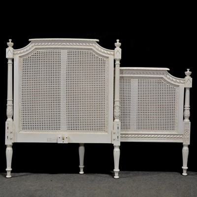 Lot 542 - French white painted and cane panelled single bed