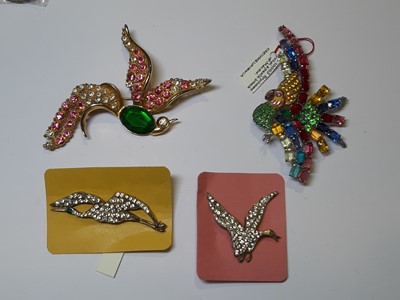 Lot 475 - Thirty-four vintage bird brooches and dress clips, 1930’s and later.