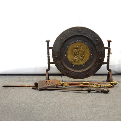 Lot 451 - Quantity of brass and iron fireside accessories