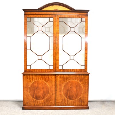 Lot 334 - George III style mahogany and inlaid bookcase by Restall, Brown & Clennell