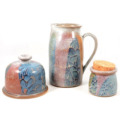 Lot 97 - Collection of studio stoneware kitchen jars, jugs, and similar by Crich Pottery