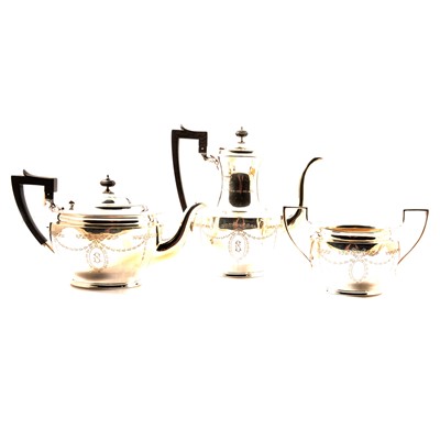 Lot 345 - Silver three piece tea set