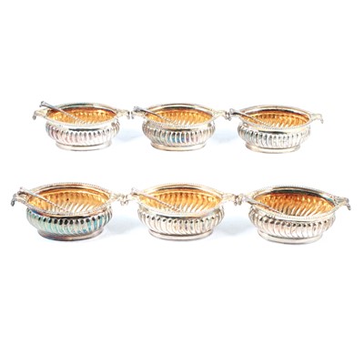 Lot 737 - Set of six Victorian silver gilt salts