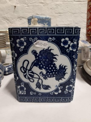 Lot 37 - Chinese blue and white novelty teapot, moon flask and other Chinese ceramics