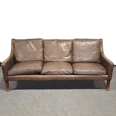 Lot 476 - Mid-Century three-seat leather sofa, designed by Borge Morgenson, model 2209