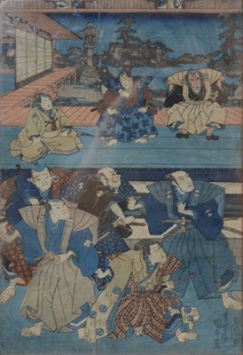 Lot 390 - Three Japanese prints and a booklet of prints