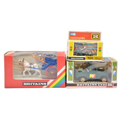 Lot 223 - Britains diecast models, three including 9782 military Land Rover; 9672 Norton 850cc, etc