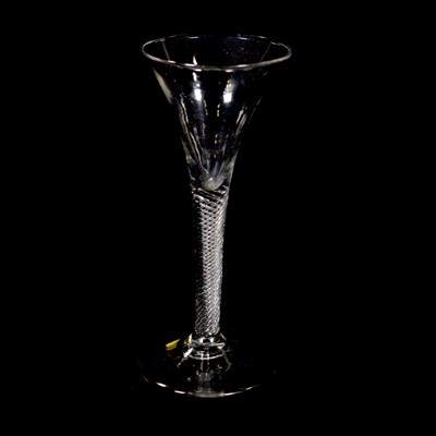 Lot 2 - Trumpet-shape wine glass, multi-thread air-twist stem
