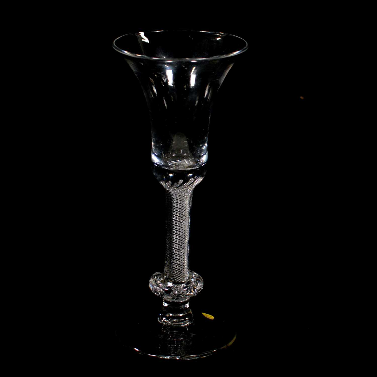 Lot 648 - Wine glass, with multi-series opaque twist stem