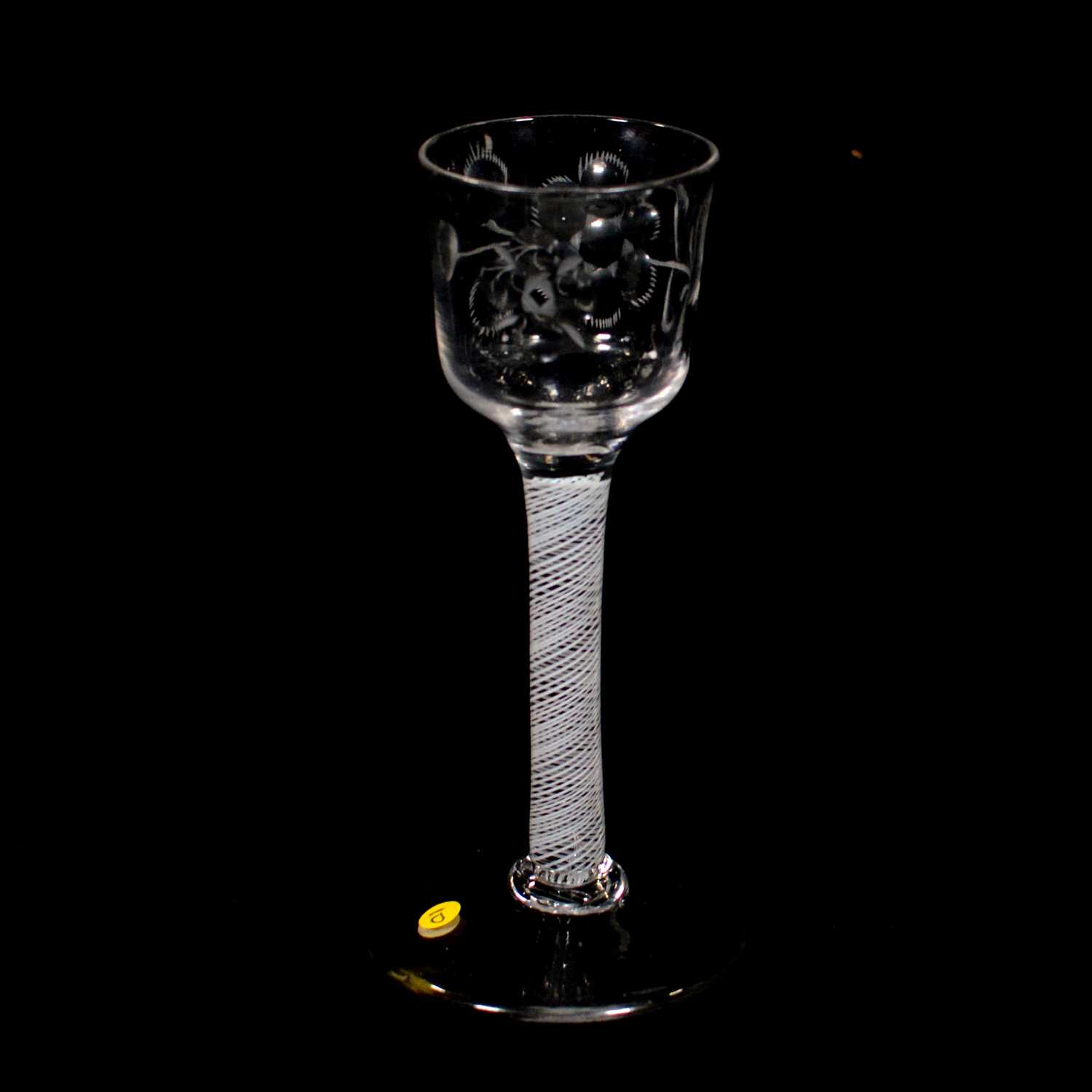 Lot 651 - Wine glass, with multi-spiral opaque twist stem