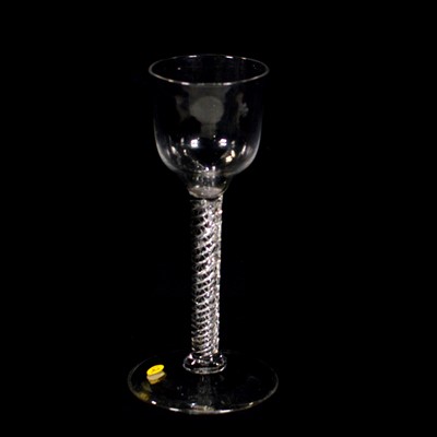 Lot 1 - Wine glass, with multi-spiral air-twist stem