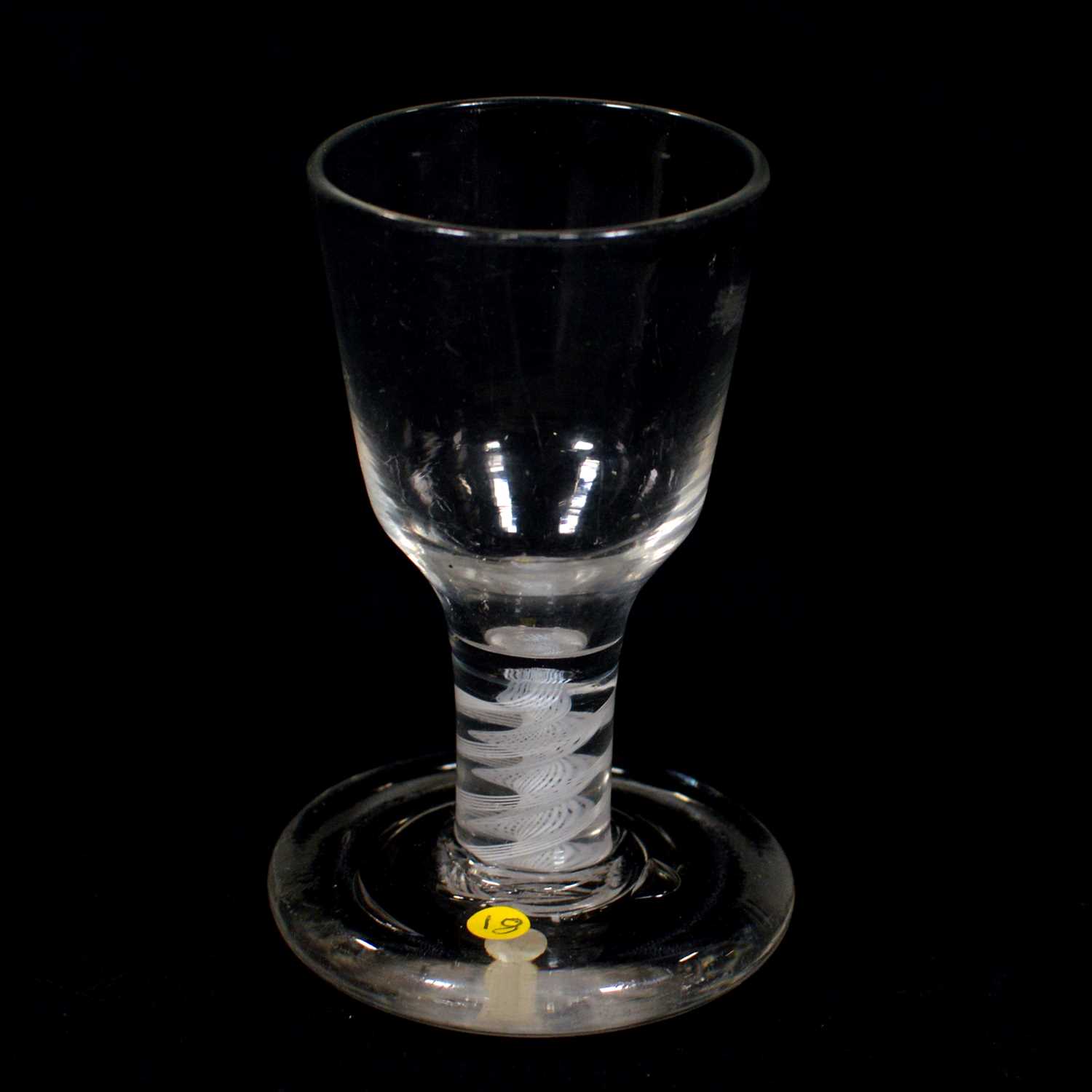 Lot 659 - Firing glass, double series opaque twist stem