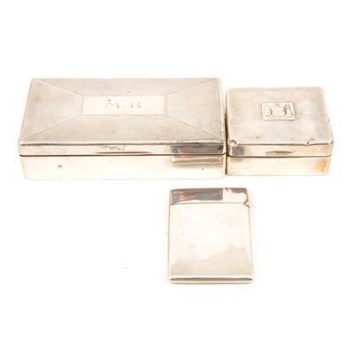 Lot 208 - A silver cigarette / jewel box, W T Toghill & Co, Birmingham 1939, another and a card case.