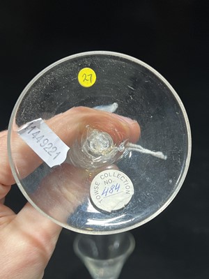 Lot 668 - Tall cordial glass, double series opaque twist stem