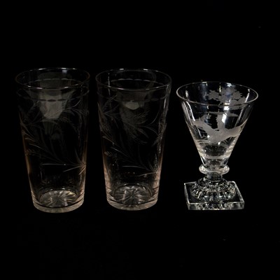 Lot 29 - Rummer and a pair of beer glasses