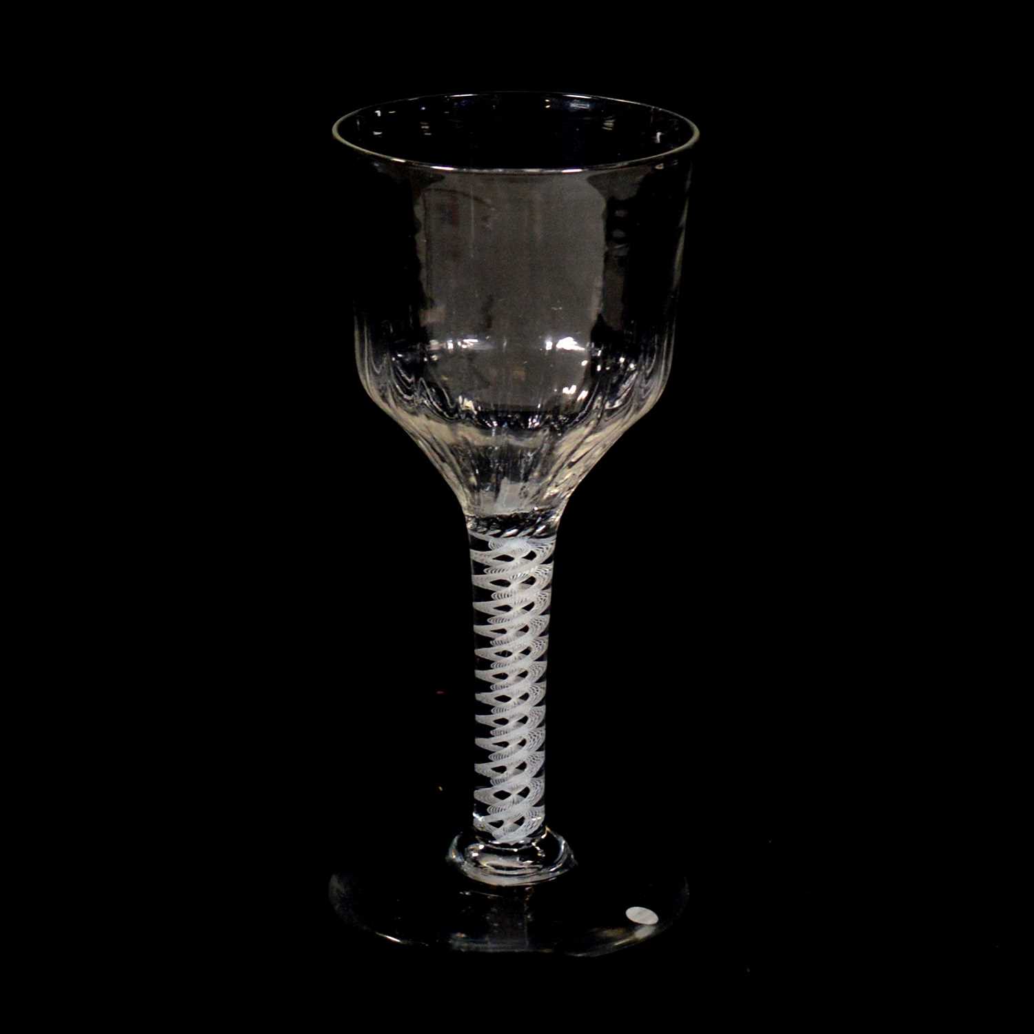 Lot 607 - Large goblet, double series opaque twist stem