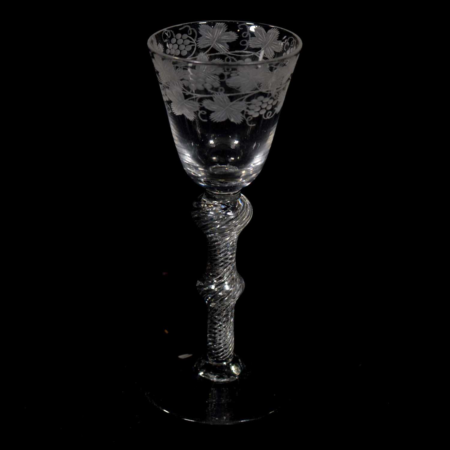 Lot 618 - Wine glass, with multi-series air-twist stem