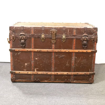 Lot 370 - A vintage travelling trunk, Bain & Sons, Inc. Philadelphia