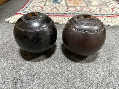 Lot 266 - A collection of wooden lawn bowls/ woods