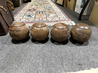 Lot 266 - A collection of wooden lawn bowls/ woods