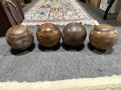 Lot 266 - A collection of wooden lawn bowls/ woods