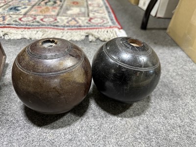 Lot 266 - A collection of wooden lawn bowls/ woods