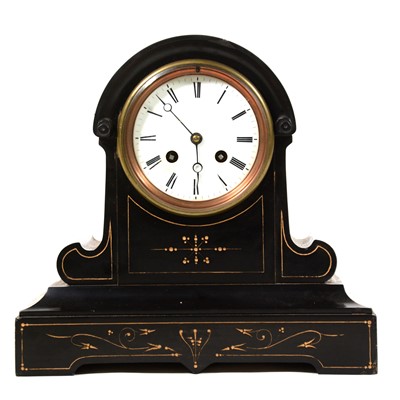 Lot 171 - Victorian black marble mantel clock