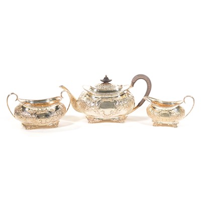 Lot 749 - Silver three piece tea set