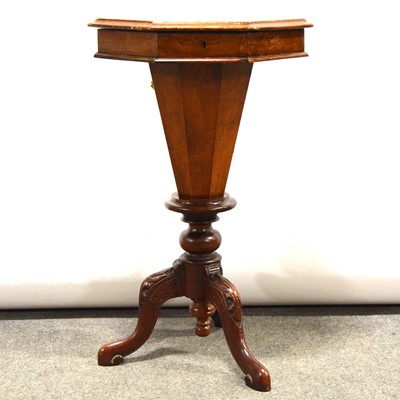 Lot 495 - Victorian walnut trumpet work table