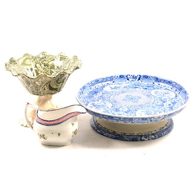 Lot 106 - Spode transfer printed comport, a footed bowl, and a Newhall milk jug