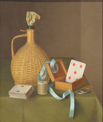 Lot 391 - Gerald Norden, Still life with Wicker Flask