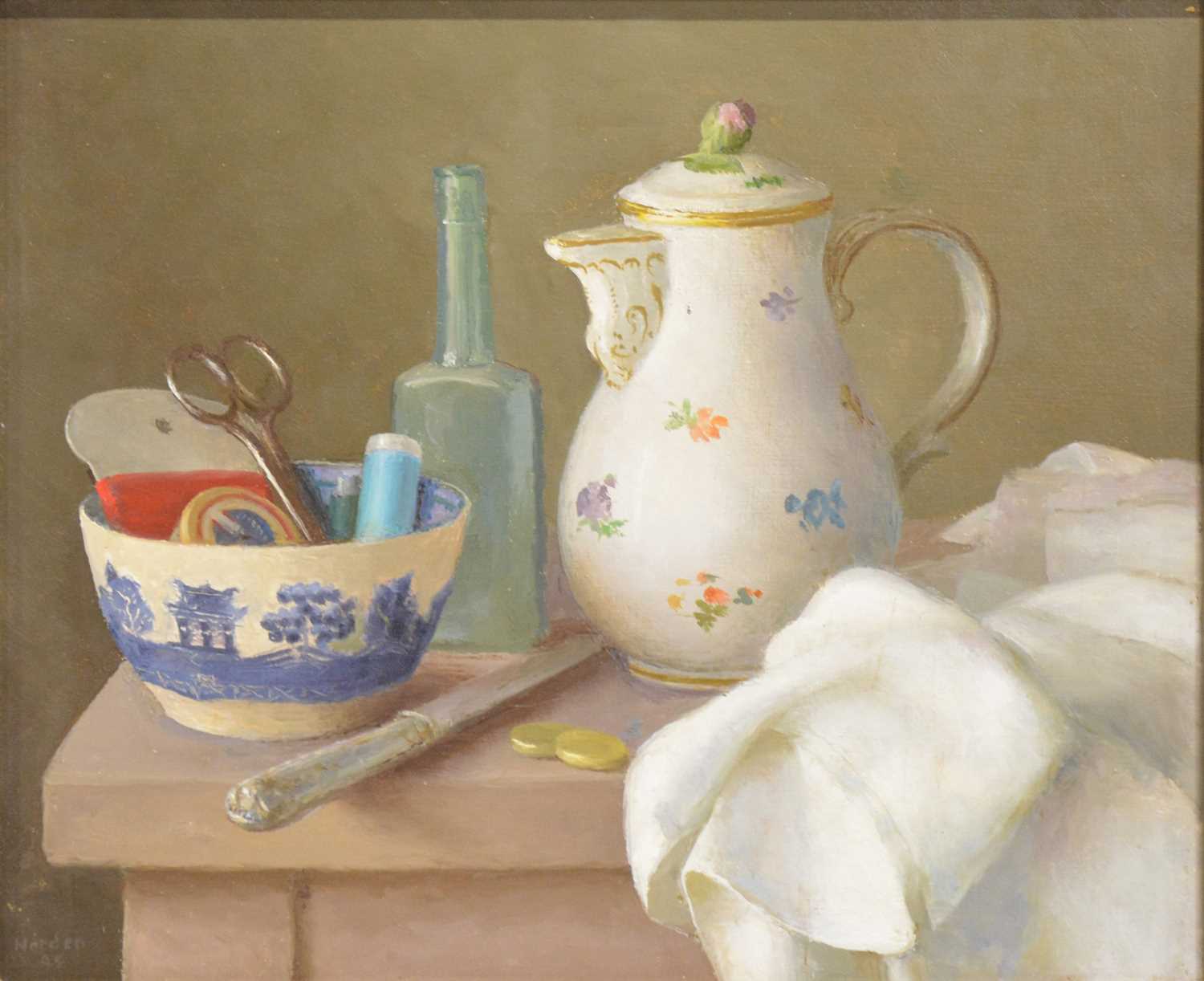 Lot 388 - Gerald Norden, Still life with Meissen Coffee Pot