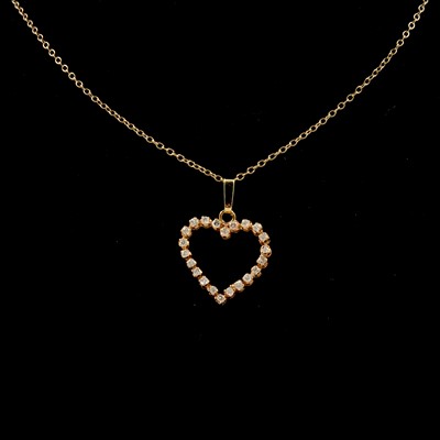 Lot 180 - A diamond heart pendant and chain.