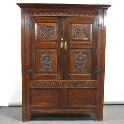 Lot 469 - Joined oak cupboard, adapted