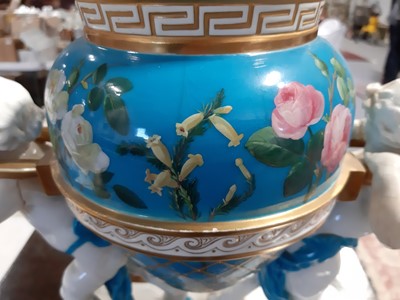 Lot 28 - Minton, a large figural turquoise ground amphora vase