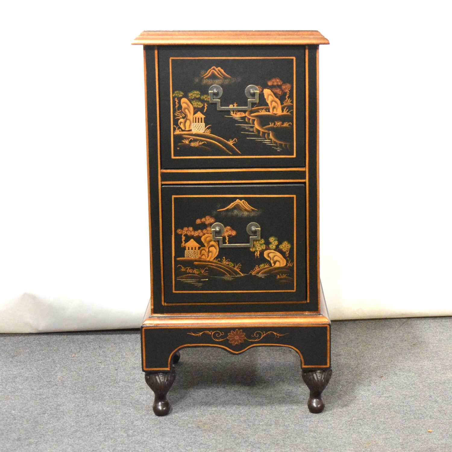 Lot 349 - Chinese "Chinoiserie" painted bedside pedestal