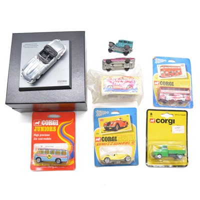 Lot 110 - Corgi and Hotwheels, eight including Corgi G50071 Jaguar E-type etc